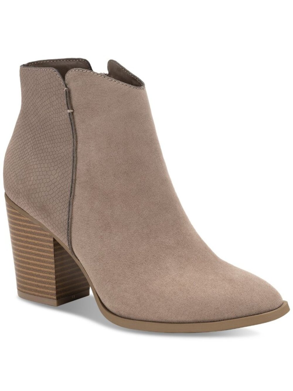 SUN STONE Womens Cushioned Round Toe Block Heel Zip-up Booties Beige Size 9M NWB